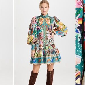 Alemais Evergreen Linen Mini Dress